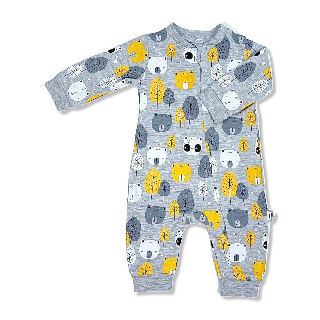 bear print cotton romper for boys