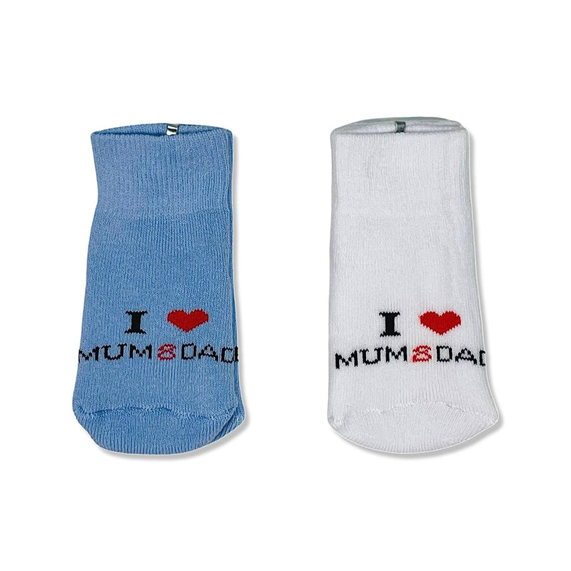 "I Love my mom & dad" - Cotton Baby Socks - Two Pieces Set