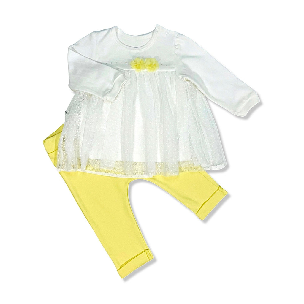 white tunic and yellow leggings set for girls