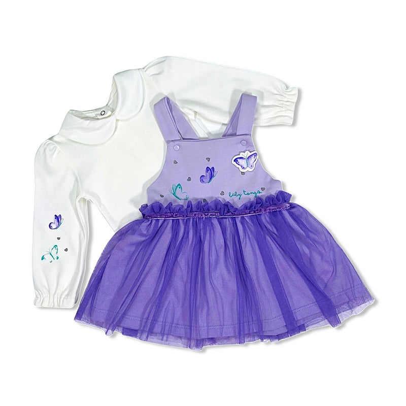 cotton shirt and lavender baby girl dress