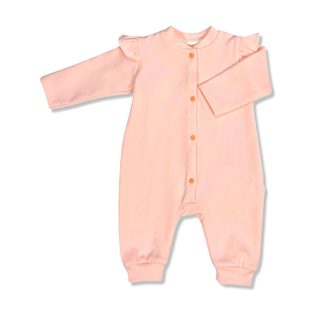 Salmon cotton long sleeve girls romper