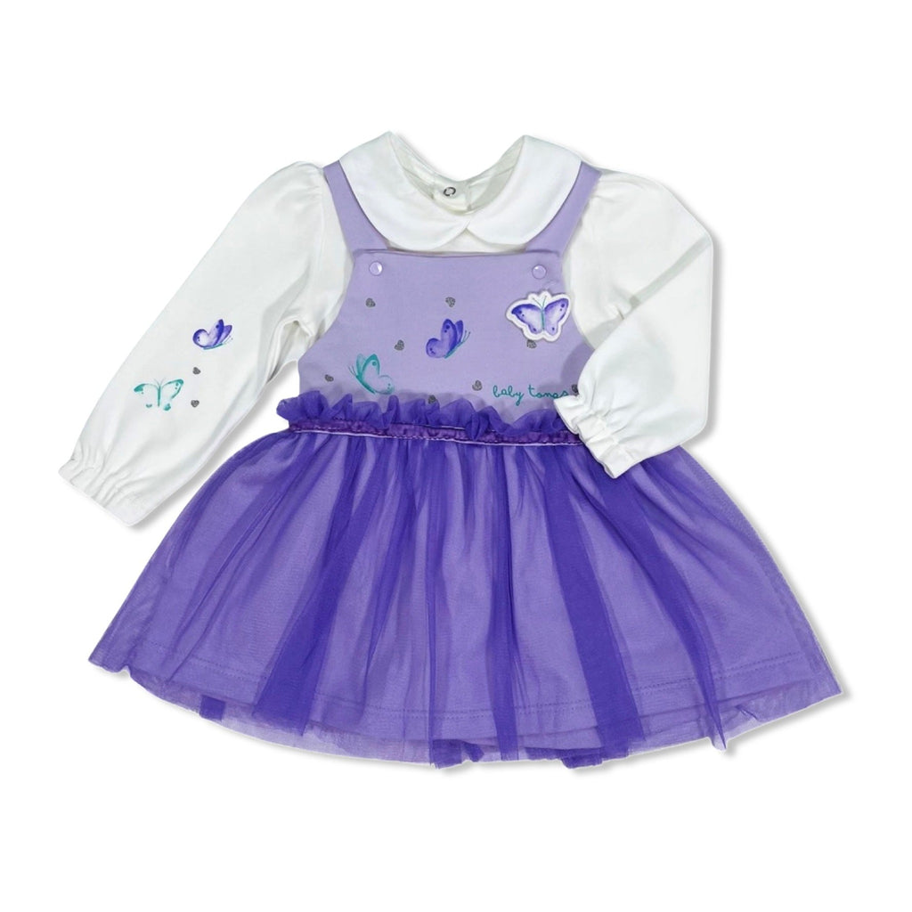 lavender butterflies baby girls dress and shirt set