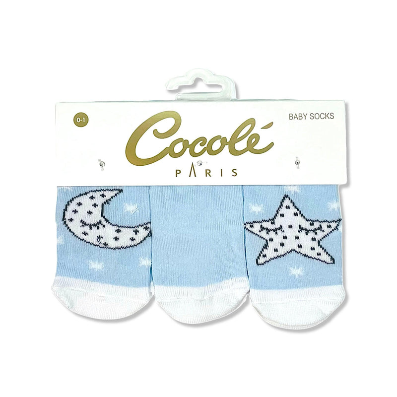 "Moon and Star" - Baby Socks - Three pieces set