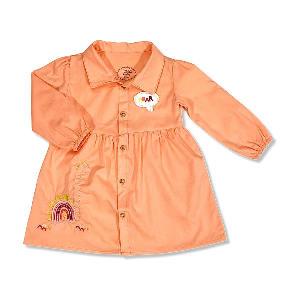 long sleeve orange cotton baby girl dress