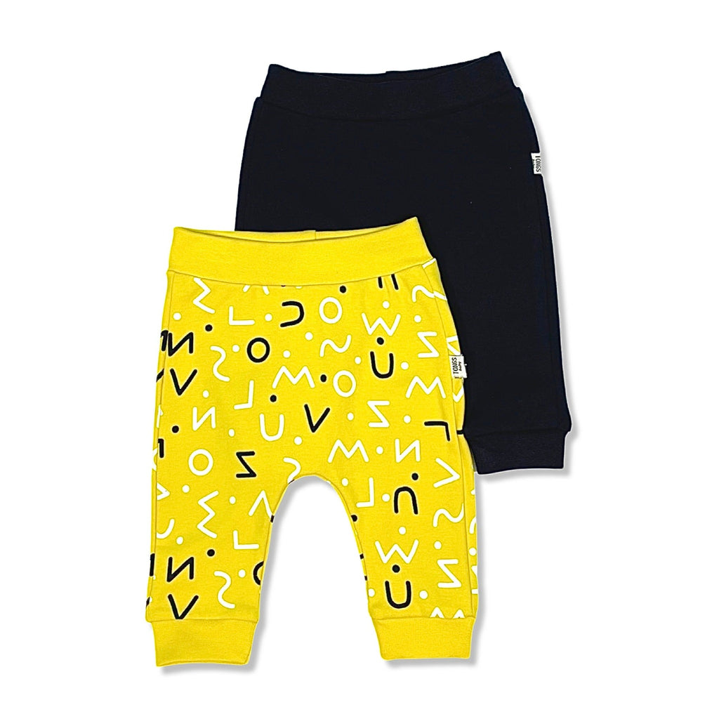 yellow and black jersey pants set for baby boys